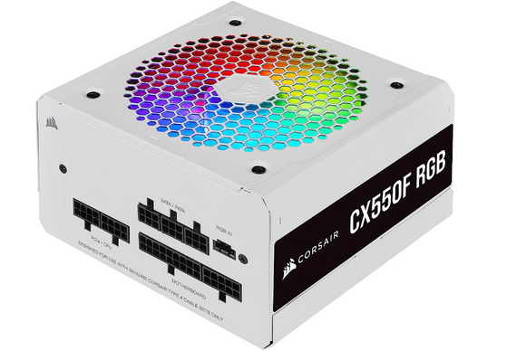 Corsair CX550F RGB, 80 PLUS Bronze Fully Modular ATX Power Supply (80 PLUS Bronze Certified, 120 mm RGB Fan, Optimised for Low Noise, 105°C Japanese Capacitors, Compact 140 mm Long Casing)