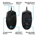 Logitech G Pro Gaming Mouse High-Speed Gaming RGB Lightning with 6 Programmable Buttons - Black