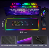 RGB Gaming Mouse Mat Pad Large Thick(800×300×4mm) Hcman XXXL Extended Led Mousepad with Non-Slip Rubber Base, Soft Computer Keyboard Mice Mat for Macbook, PC, Laptop, Desk - Black